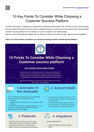10 Key Points To Consider While Choosing a Customer Success Platform