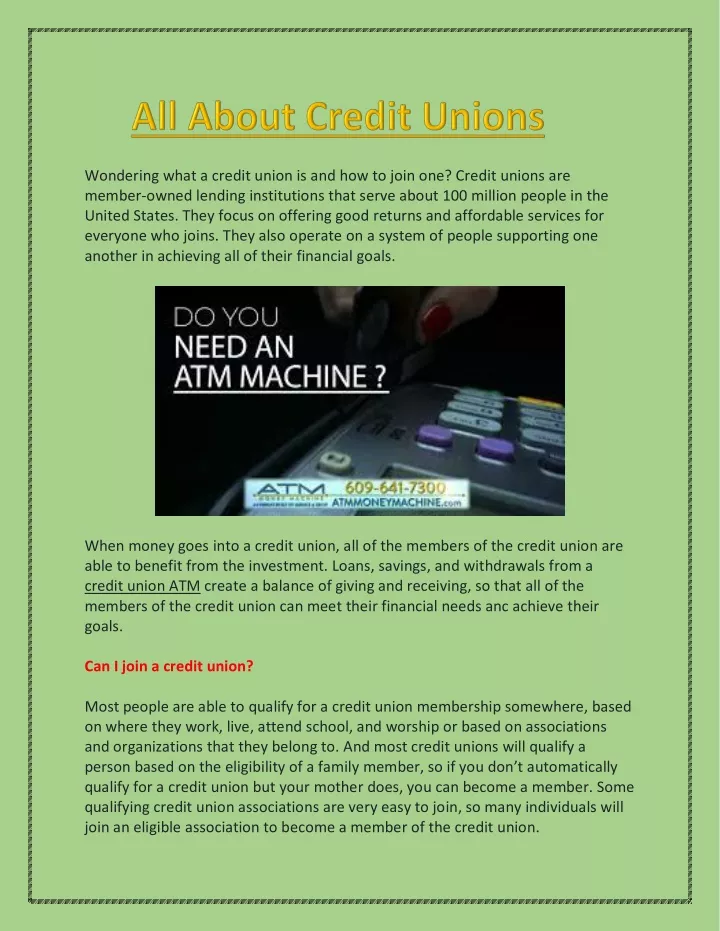 wondering what a credit union is and how to join