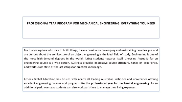 professional year program for mechanical engineering everything you need
