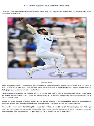 vvs laxman surprised to see bumrah s poor form
