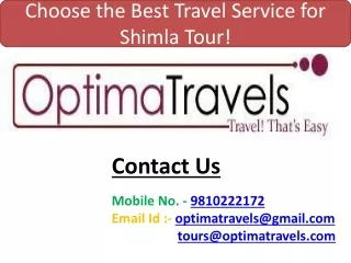Choose the Best Travel Service for Shimla Tour!