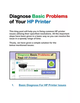 Diagnose Basic Problems of Your HP Printer-