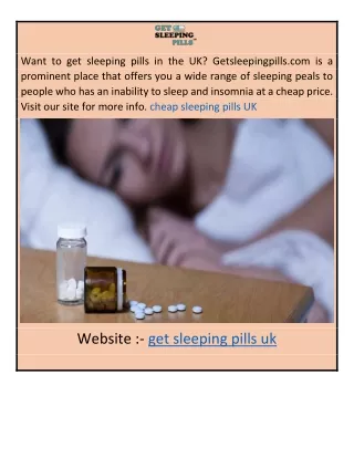 want to get sleeping pills