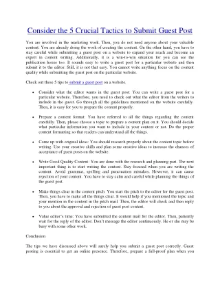 Consider the 5 Crucial Tactics to Submit Guest Post (1)