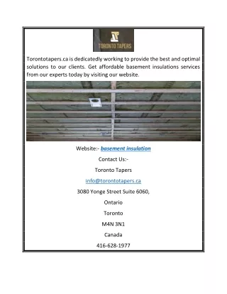 Basement Insulation | Torontotapers.ca