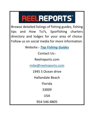 Top Fishing Guides | ReelReports.com