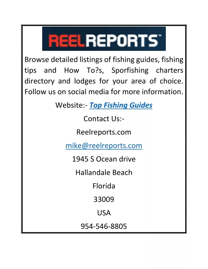 browse detailed listings of fishing guides