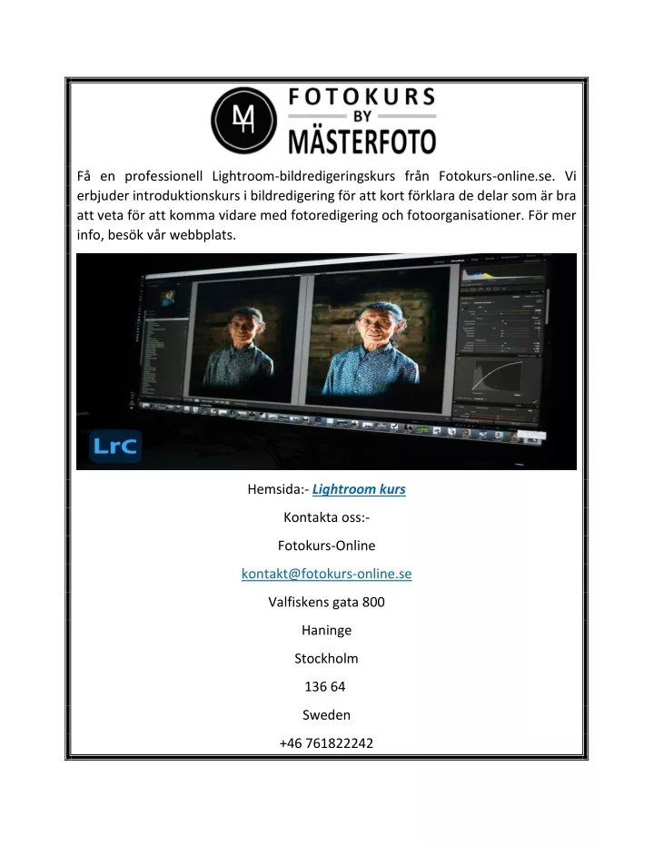 f en professionell lightroom bildredigeringskurs