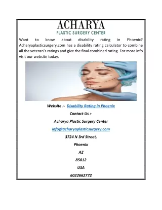 Disability Rating in Phoenix | Acharyaplasticsurgery.com