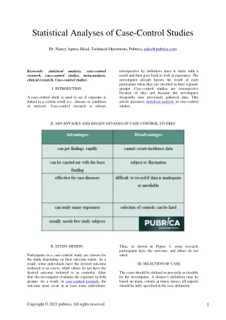 statistical analyses of case control studies