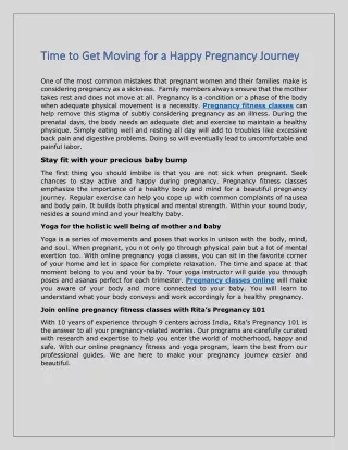 time to get moving for a happy pregnancy journey