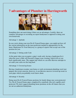 7 advantages of plumber in harringworth