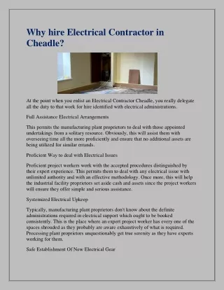 why hire electrical contractor in cheadle