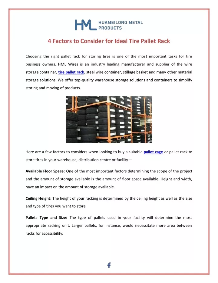 4 factors to consider for ideal tire pallet rack