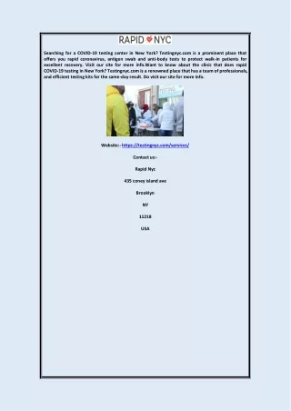 Same Day Results Covid Testing New York Testingnyc.com