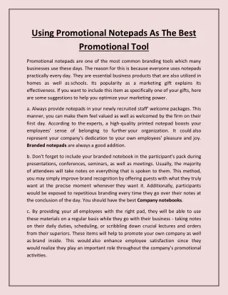 using promotional notepads as the best