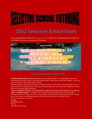 2022 selective school exam