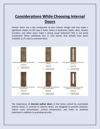 considerations while choosing internal doors