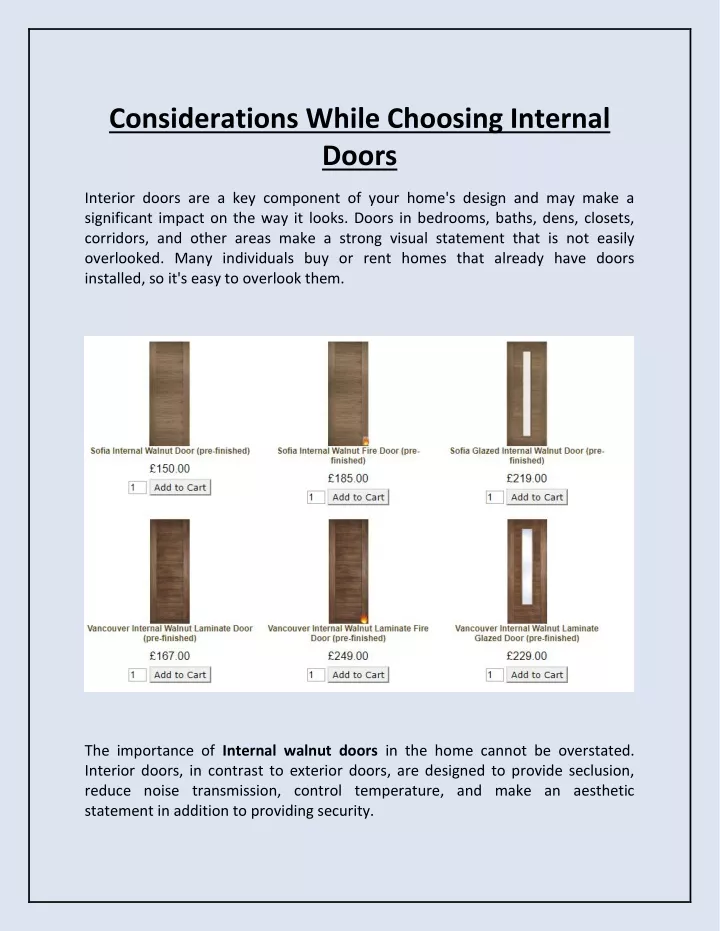 considerations while choosing internal doors