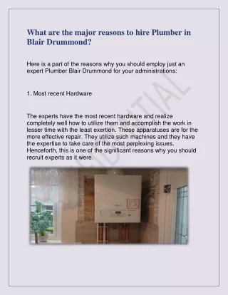 what are the major reasons to hire plumber
