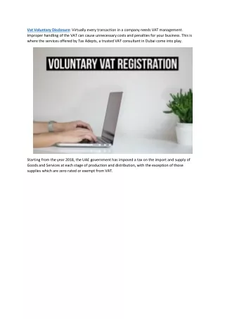 Vat Voluntary Disclosure