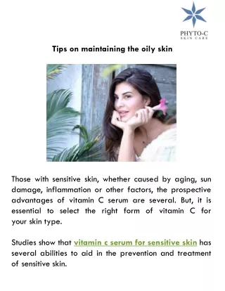 tips on maintaining the oily skin