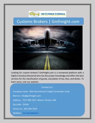 customs brokers gmfreight com
