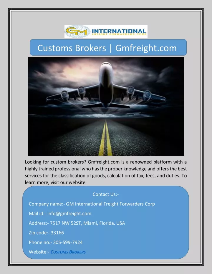 customs brokers gmfreight com