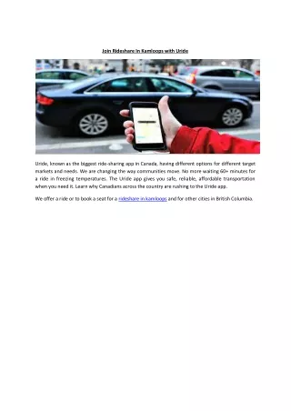 join rideshare in kamloops with uride