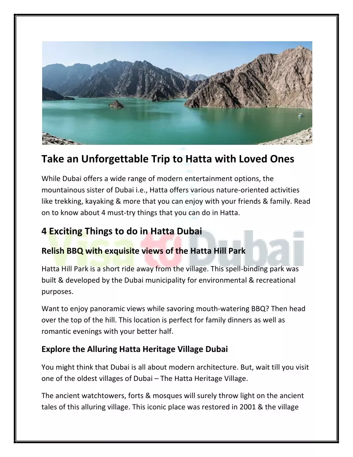 take an unforgettable trip to hatta with loved