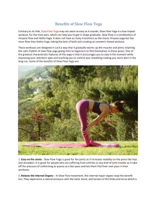 Benefits of Slow Flow Yoga