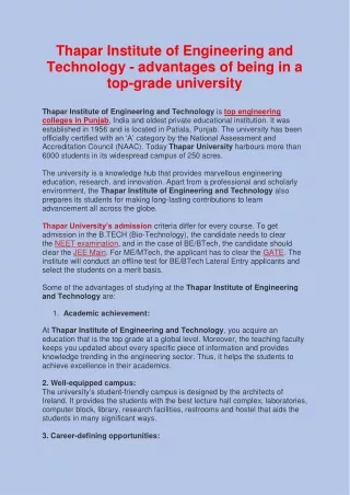 thapar institute of engineering and technology
