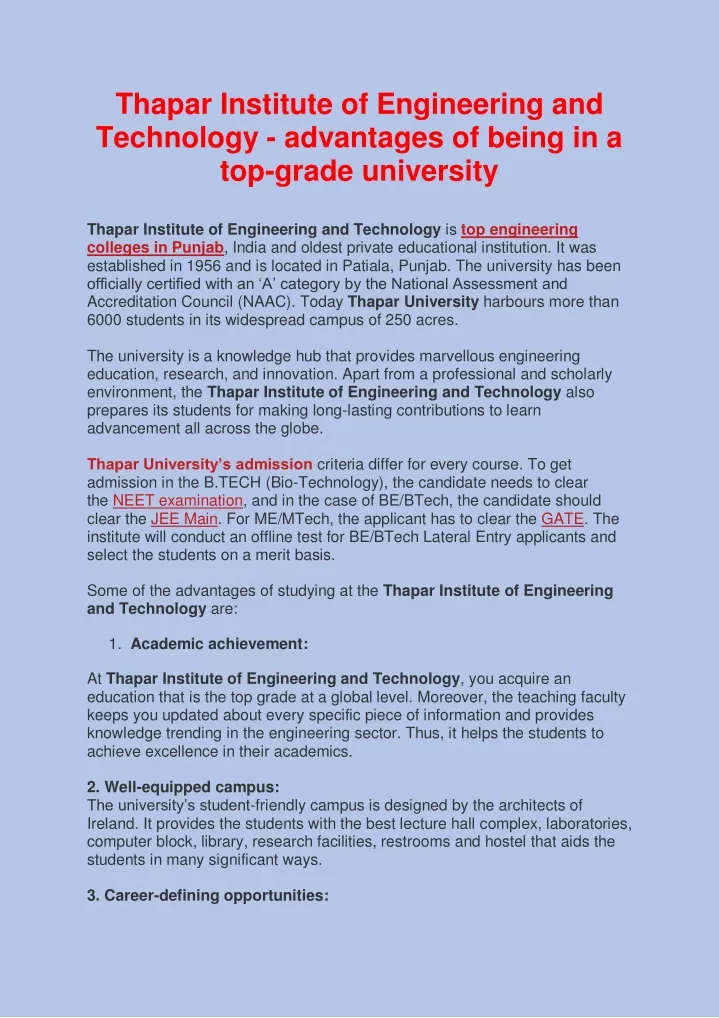 thapar institute of engineering and technology