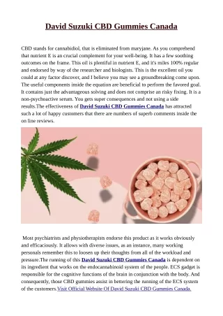 David Suzuki CBD Gummies Canada