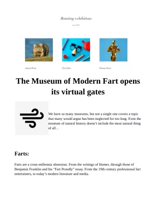 The Museum of Modern Fart opens its virtual gates - FartMuseum