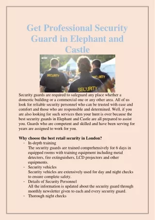 get professional security guard in elephant