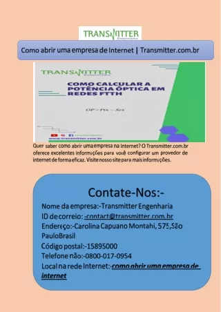Como abrir uma empresa de Internet  Transmitter.com.br