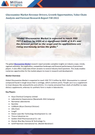 glucosamine market revenue drivers growth