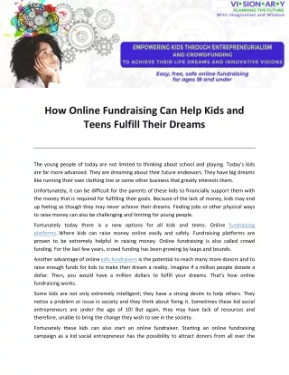 How Online Fundraising Can Help Kids and Teens Fulfill Their Dreams