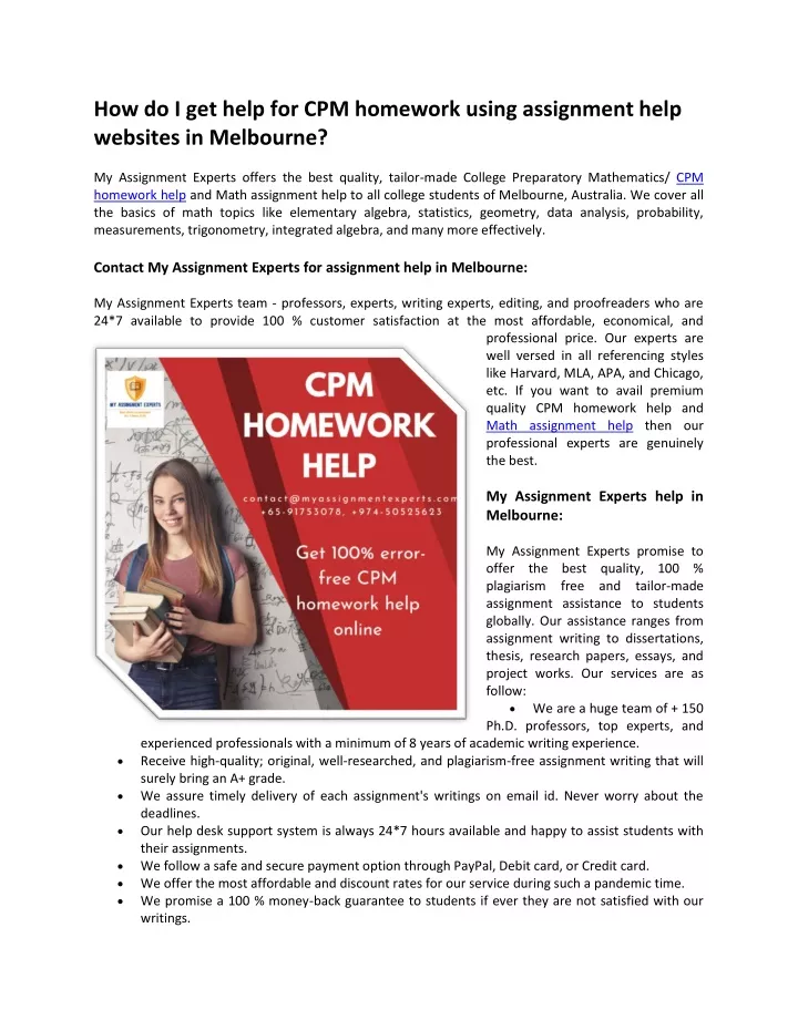 how do i get help for cpm homework using