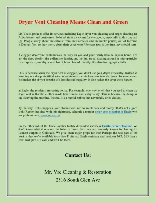 dryer vent cleaning means clean and green