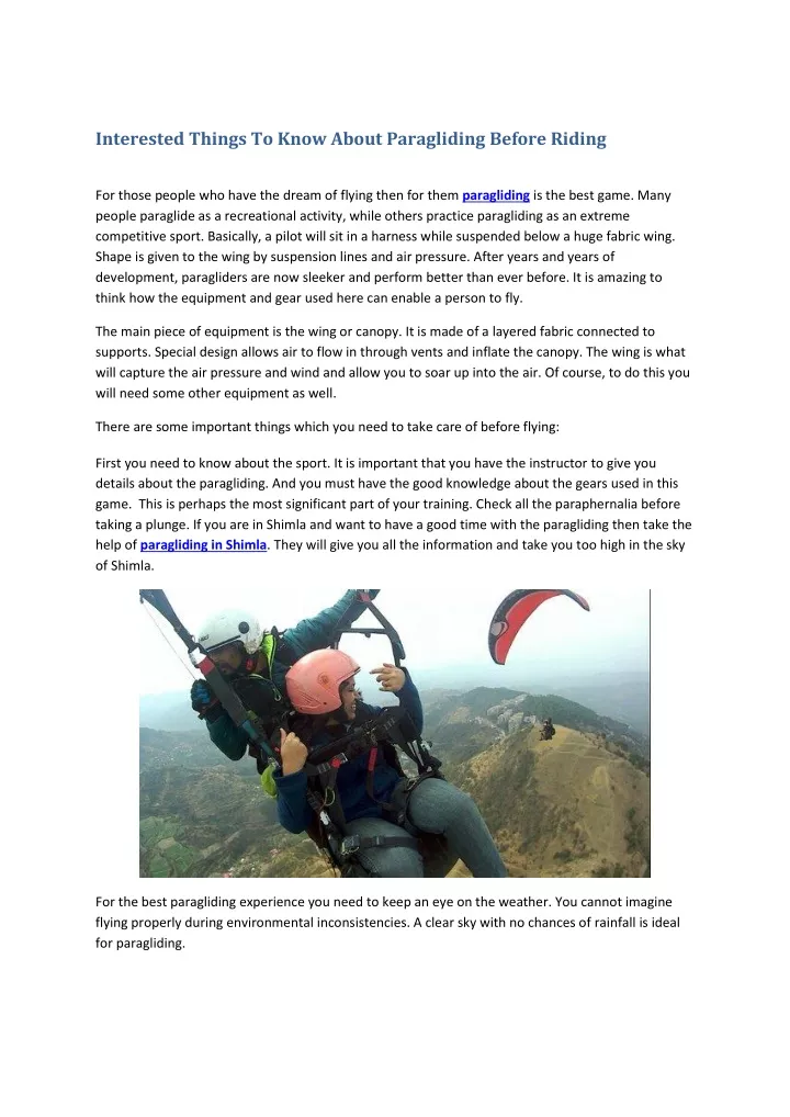 interested things to know about paragliding