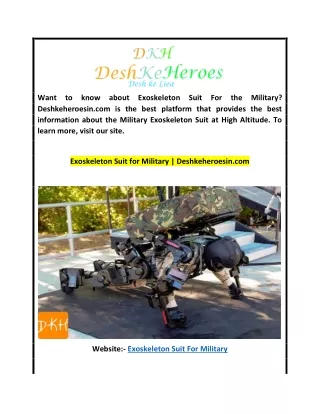 Exoskeleton Suit for Military | Deshkeheroesin.com