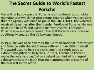 the secret guide to world s fastest porsche