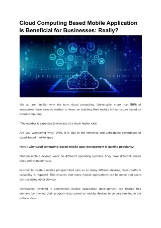 cloud computing based mobile application