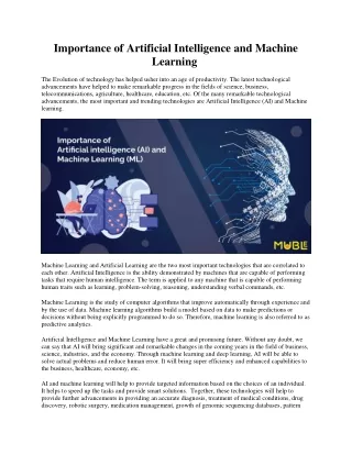 importance of artificial intelligence and machine