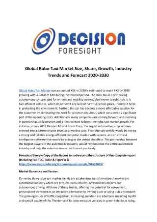 global robo taxi market size share growth