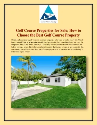 Best Affordable Golf Course Communities | Luis Miguel Realtor