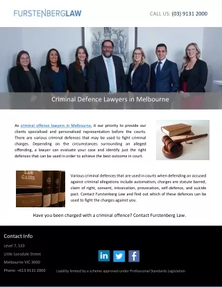 Criminal Defence Lawyers in Melbourne
