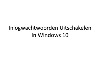 Inlogwachtwoorden Uitschakelen In Windows 10